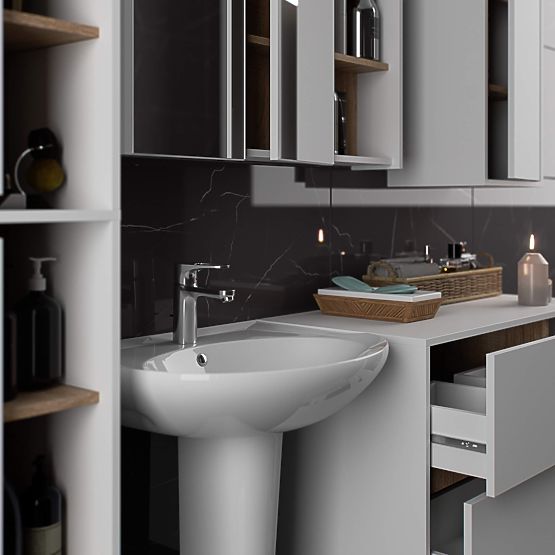 ZÁVESNÁ KÚPEĽŇOVÁ SKRINKA VAMI W50 2D 6P BIELA / DUB SONOMA