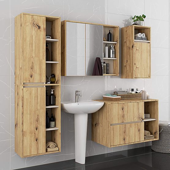 KÚPEĽŇOVÁ ZÁVESNÁ SKRINKA VAMI W50 DUB ARTISAN / KAŠMÍR