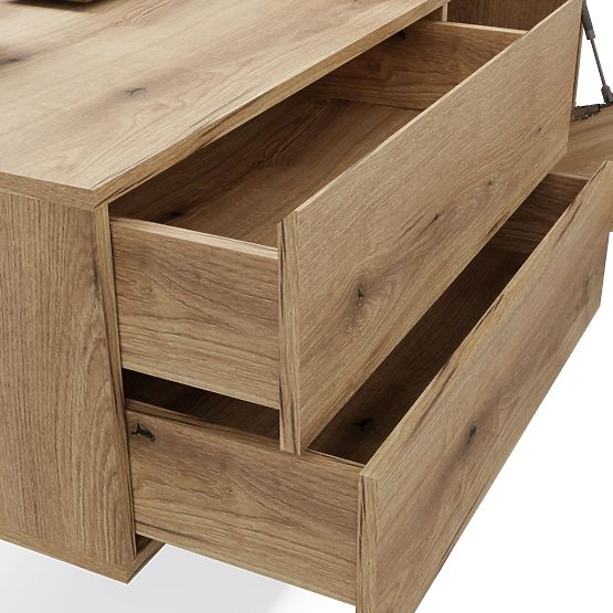 ZÁVESNÁ SKRINKA POD UMÝVADLO TIGO 1D2S DUB EVOKE 140 CM 2 ZÁSUVKY RÝHOVANÝ PREDNÝ PANEL ZÁVESNÁ