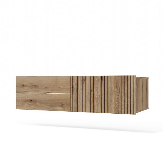 ZÁVESNÁ SKRINKA POD UMÝVADLO TIGO 1D2S DUB EVOKE 140 CM 2 ZÁSUVKY RÝHOVANÝ PREDNÝ PANEL ZÁVESNÁ