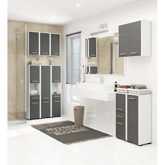 Závesná skrinka W 60 cm FIN 2D - biela-grafitová sivá