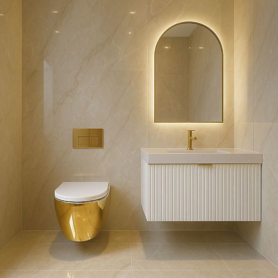 Závesná WC misa Rea Carlo Mini Tornado NF Zlatá Biela