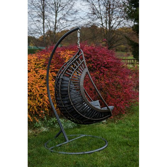 Závesné kreslo BELLISSIMO (Kreslo + rám) z šedého technoratanu, poťah ZADARMO