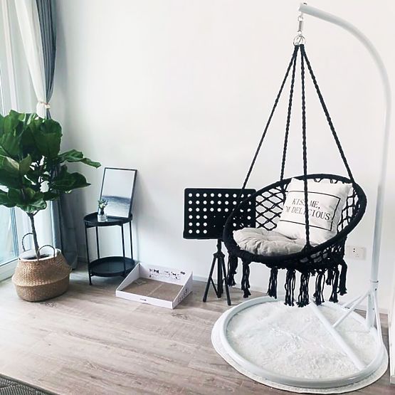 Závesné kreslo boho s vankúšom black 490129A