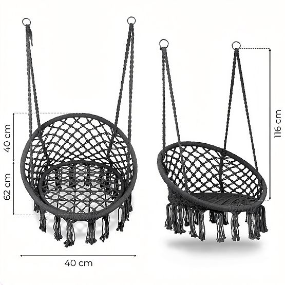 Závesné kreslo boho záhradná hojdačka bocianie hniezdo sivé MultiGarden