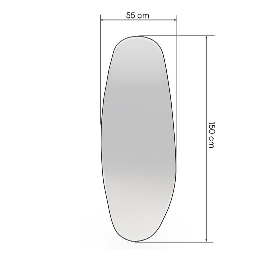 Závesné zrkadlo v čiernom ráme Frivatti, 55x150 cm, nepravidelný tvar