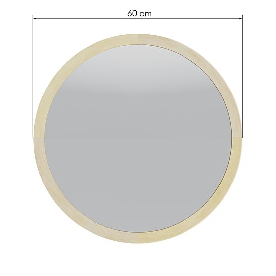 Závesné zrkadlo v drevenom ráme Sesto 60 cm, okrúhle, prírodné