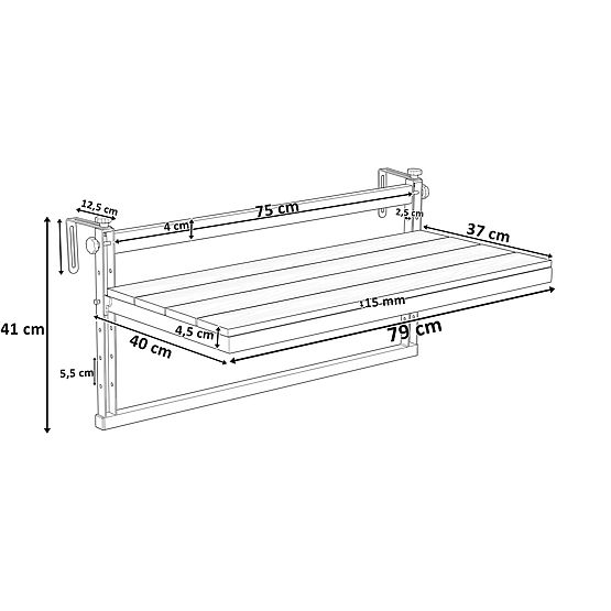 Závesný balkónový stolík AGATTI BIS STONEWOOD