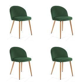 4 x Velúrová čalúnená stolička SJ.075 Fľašková Zelená