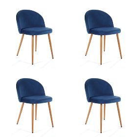 4 x Zamatová čalúnená stolička SJ.075 Modrá
