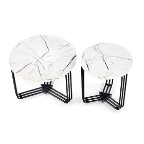 ANTICA M konferenčný stolík doska - biely mramor, rám - čierny (2p=1ks)