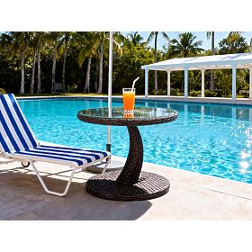 Balkónový stolík z technoratanu okrúhly konferenčný stolík moderný dizajn