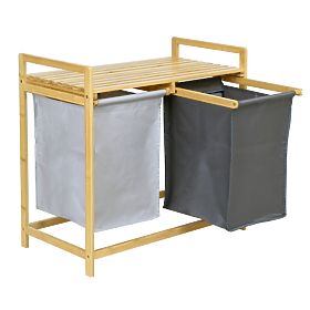 Bambusový kôš na bielizeň alebo hračky HANOI 2 priehradky DUO FARBA