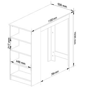 Barový stôl pod barovú stoličku 115 cm Biela / Dub Sonoma