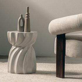 Bočný stolík Bloom 35 cm, šedobéžový, lesklý