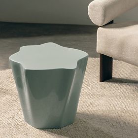 Bočný stolík Bow 49 cm, šalviový, lesklý, oblé tvary, lectus