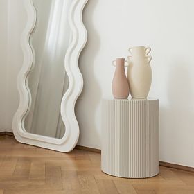Bočný stolík Ermanno, 35 cm, šedobéžový, ryhovaný, lectus