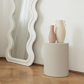 Bočný stolík Ermanno, 35 cm, šedobéžový, ryhovaný, lectus