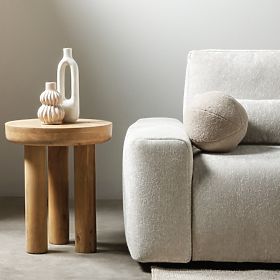 Bočný stolík Limali 50 cm, okrúhly, mangové drevo, oblé tvary, lectus