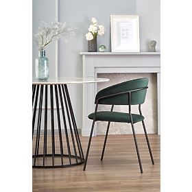 BRODWAY stôl doska - biely mramor, noha - čierna (2p=1ks), Halmar