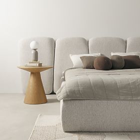 Čalúnená posteľ Fencee 160x200 cm, s roštom, zaoblená, svetlo béžová, lectus