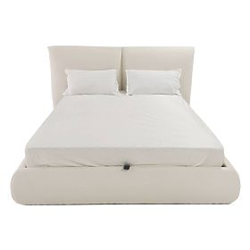 Čalúnená posteľ Yunar 180x200 cm, s roštom a úložným priestorom, béžová