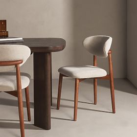 Čalúnená stolička Merano béžová/svetlý orech