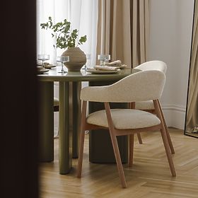 Čalúnená stolička Sorrento, béžová, boucle/svetlý orech, lectus