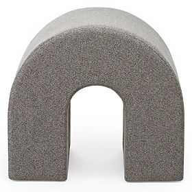 Čalúnený puf Arc, zaoblený, svetlohnedý