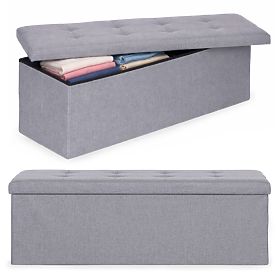 Čalúnený taburet 111x38 cm s úložným priestorom svetlosivý ModernHome, MODERNHOME