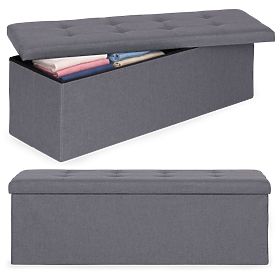Čalúnený taburet 111x38 cm s úložným priestorom tmavosivý ModernHome, MODERNHOME