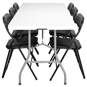 Cateringová sada FETA WHITE 180 cm + 6 stoličiek BASICO