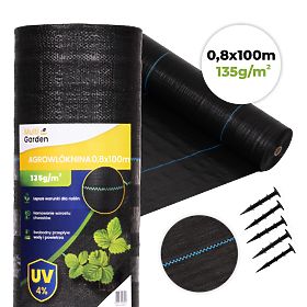 Čierna agrotextília UV 135g proti burinám 0,8x100m kolíky MulltiGarden, MultiGarden