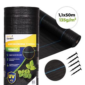 Čierna agrotextília UV 135g protiburinová rohož 1,1x50m kolíky MulltiGarden, MultiGarden