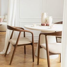 Drevená stolička Ludvika, zaoblená, orech/béžová, lectus