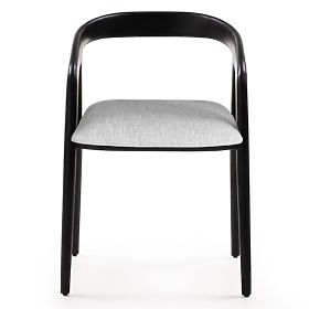 Drevená stolička Sande zaoblená, čierna/svetlo béžová, teakové drevo