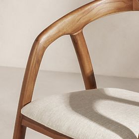 Drevená stolička Sande zaoblená, prírodná/krémová, teakové drevo, lectus