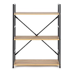 Drevený regál kovový rám široký LOFT 3 police, MODERNHOME