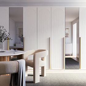 Dvere ku skrini Neroli, 45,6 cm, oblúkové drážky, biela, ľavá