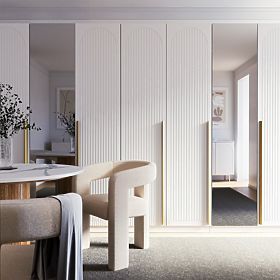 Dvere pre skriňu Neroli, 45,6 cm, oblúkové drážky, biela, pravá, lectus