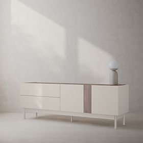 Dvojdverová TV skrinka so zásuvkami Berula, kašmírová, Orech Villa