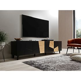 ETNA TV stolík čierny mat / čierny mat / dub craft, Halmar