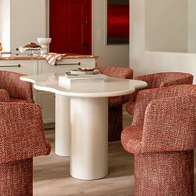 Jedálenský stôl Pinar 180 cm, šedo-béžový, oblé tvary, lectus