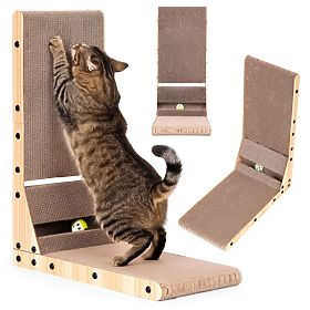 Kartónové škrabadlo pre mačky rohové kartónové lôžko s hračkou Petsi, PETSI