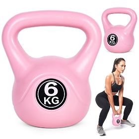 Kettlebell činka 6 kg na cvičenie činka guľa závažie hmotnosť fitness ružová ModernHome