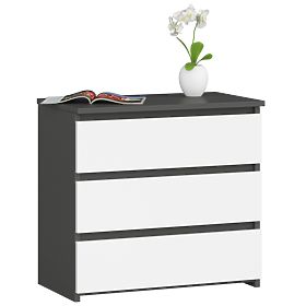 KOMODA CL3 3SZ CLP PK GRAFITOVÁ ŠEDÁ / BIELA