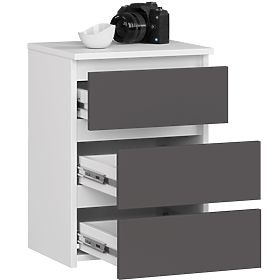 KOMODA CL3/40 PK BIELA / ŠEDÁ