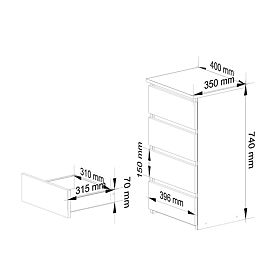 KOMODA CL4 PK GRAFITOVÁ ŠEDÁ / BIELA