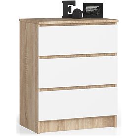 KOMODA K 60 cm 3 ZÁSUVKY PK SONOMA / BIELA
