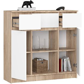 KOMODA K100 2D 3SZ 1P PK DUB SONOMA / BIELA